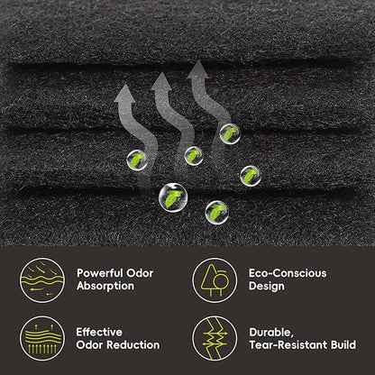 EKO Activated Charcoal Odor Filter Kit – 2-Pack Strong Odor Absorber and Deodorizer with Filter Case for Trash Cans