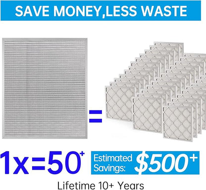 UBeesize 20x24x1 Reusable Electrostatic Air Filter HVAC AC Furnace Filter,MERV 8,Washable,Lasts a Lifetime,Permanent Air Filter,Breathe Fresher,Home And Office(Actual Size:19.61x23.39x0.82 Inch)