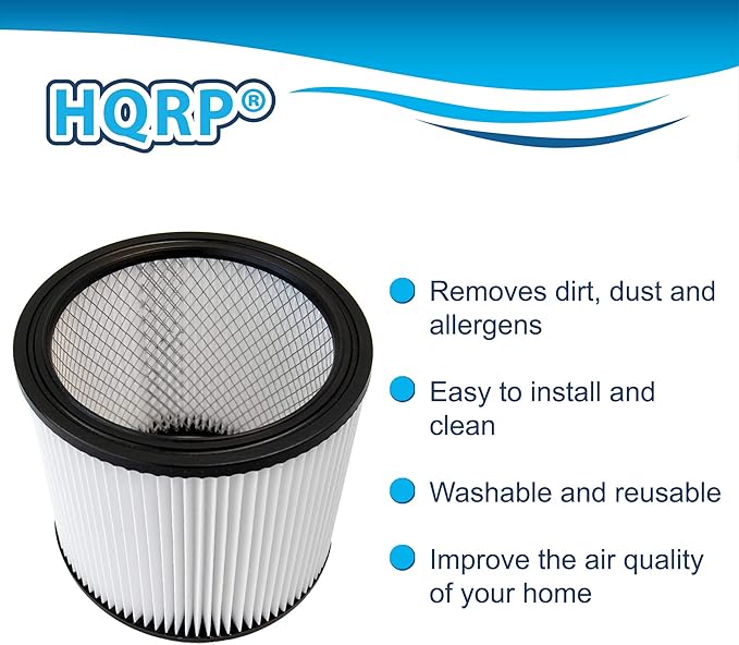 HQRP 12 pack Cartridge Filters Replacement for Shop-Vac 90304 90350 90340 9033 for most Wet/Dry Vacuum Cleaners 5 Gallon and above
