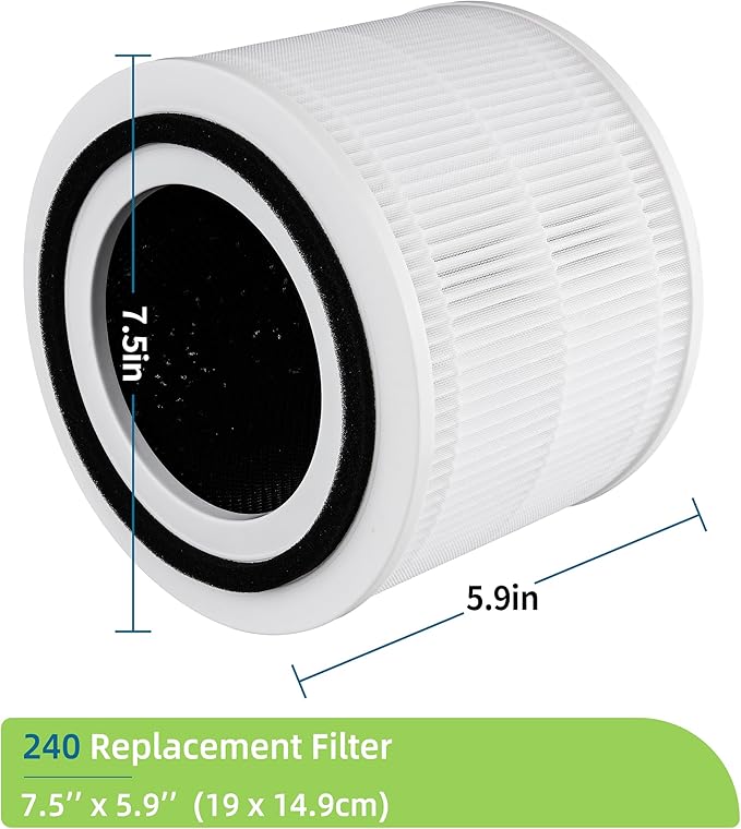 240 Replacement Filters Compatible with Puroair 240 Air Purifier, 3-in-1 Filtration System 240 HP-14 Filter with Activated Carbon Filter, 2-Pack