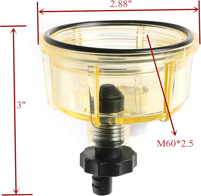 iFJF R12T Nylon Water Collection Bowl of Fuel Filter/Water Separator 120AT NPT ZG1/4-19 Replacement for Diesel Engine S3240 18-7947