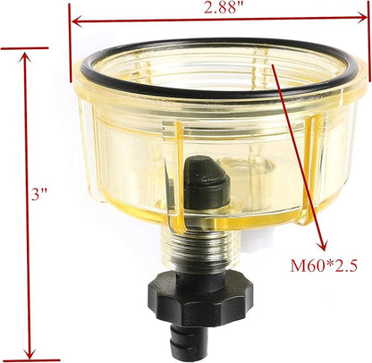 iFJF R12T Nylon Water Collection Bowl of Fuel Filter/Water Separator 120AT NPT ZG1/4-19 Replacement for Diesel Engine S3240 18-7947