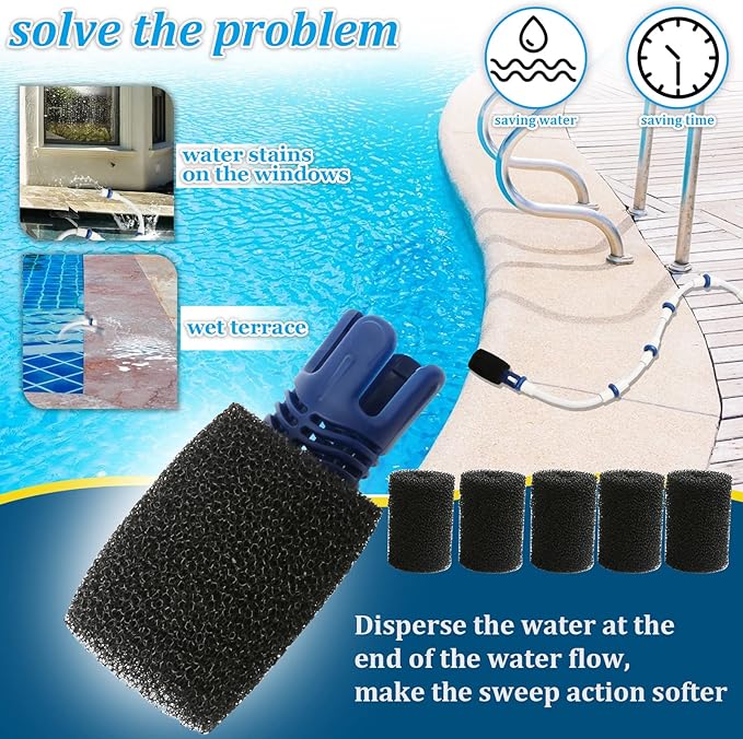 Tail Sweep Pro with Scrubber, Tail Sweep Pro TSP10S Replacement for Polaris 280, 380, 360, 3900 Sport, 180, 1 Tail Sweep Pro with 6 Foam Scrubber for Polaris Pool Cleaner Parts