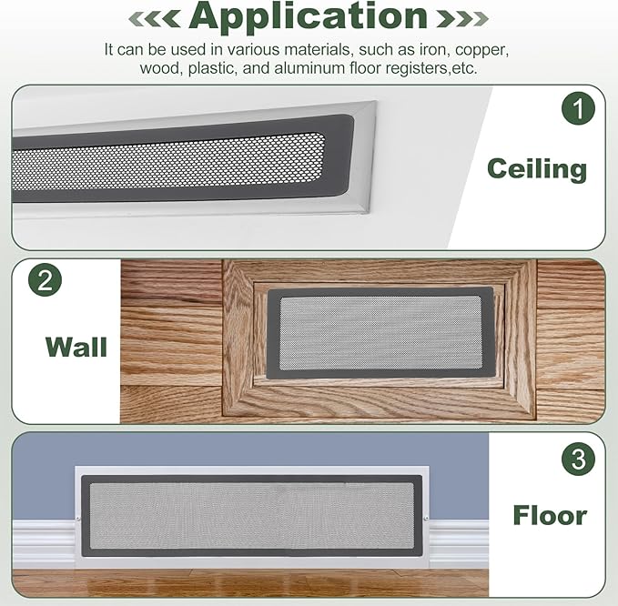 YOKIVE 6 Pcs Magnetic Floor Vent Covers, Floor Register Cover PVC Mesh Air Vent Screen Filters, Great for Home Floor, Wall, Ceiling, Catch Debris Hair Dust (White, 14-Inch x 6-Inch)