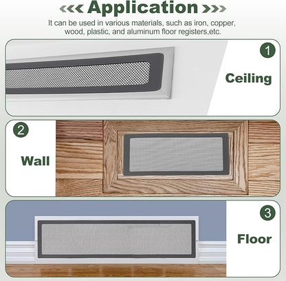 YOKIVE 6 Pcs Magnetic Floor Vent Covers, Floor Register Cover PVC Mesh Air Vent Screen Filters, Great for Home Floor, Wall, Ceiling, Catch Debris Hair Dust (White, 14-Inch x 6-Inch)