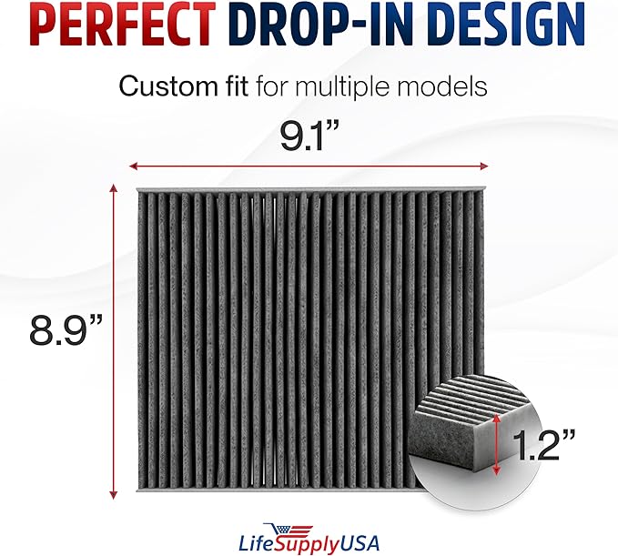 Premium Cabin Air Filter Replacement CP134 (CF10134) with Activated Carbon Washable/Reusable Compatible with Honda & Acura Vehicles by LifeSupplyUSA