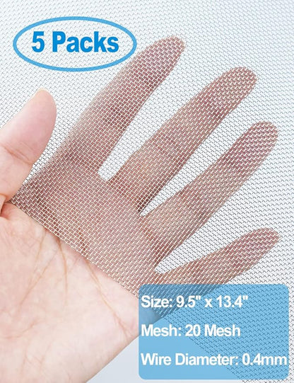 5 Pack Wire Mesh Screen 13.4'' x 9.5'' for Air Vent, 24cm x 34cm, 20 Mesh, 1mm Hole, 304 Stainless Steel Wire Mesh, Easy to Cut