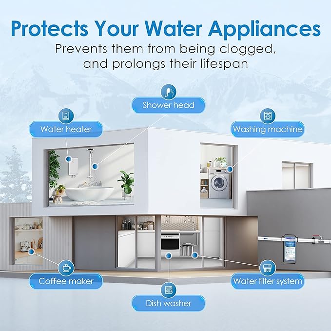 Waterdrop FXHSC Whole House Water Filter, Replacement for GE® FXHSC, GXWH40L, GXWH35F, American Plumber W50PEHD, W10-PR, R50-BBSA, 5 Micron 10" x 4.5", 4 Pack
