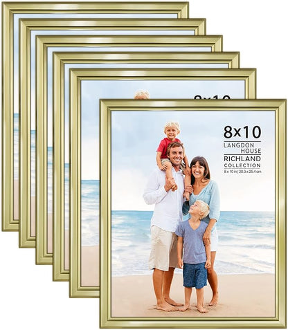 Langdon House 8x10 Picture Frames Set (Gold, 6 Pack) Distinguished Edging for Classic Style, Richland Collection