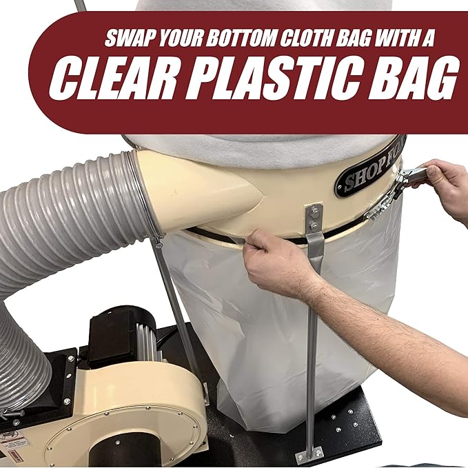Clear Plastic Dust Collector Replacement Bag 5 Pack 20" Diameter by 43" Long For Machines with 20" Filter Drums 5 mil Thick