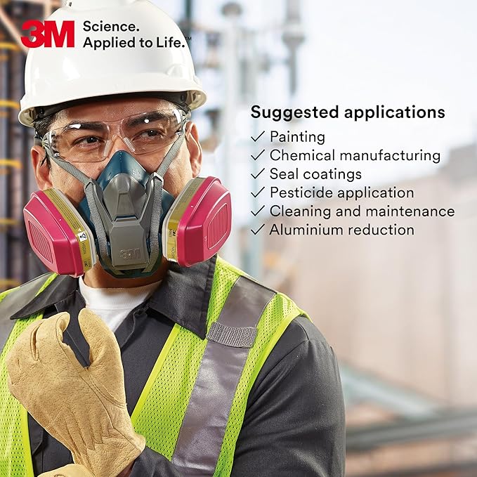 3M P100 Respirator Cartridge/Filter 60923, 1 Pair, NIOSH Approved, Helps Protect Against Organic Vapors, Acid Gases, and Particulates, Magenta, Yellow
