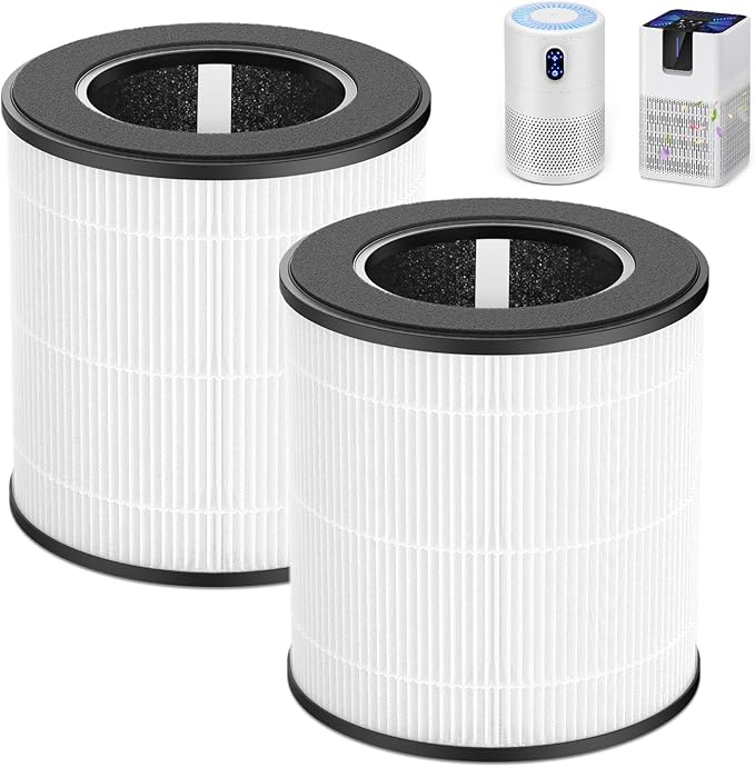 B-D02L/M05/B-D02U H13 Filter Compatible with VEWIOR B-D02U, for MOOKA B-D02L& M05, for Tailulu D10 Air Purifi-er, 3-Stage H13 Efficient Filter for B-D02L/M05/B-D02U, 2 Pack