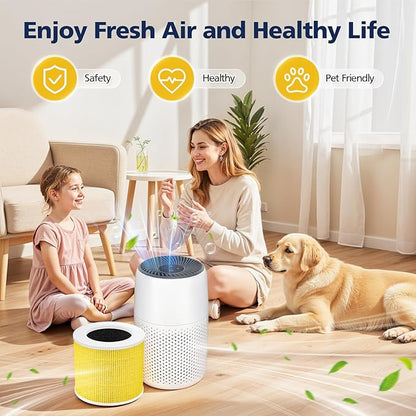 Core Mini Pet Care Replacement Filter, Compatible with LEVOIT Core Mini Air Purifier, Core Mini-P, 3-in-1 Core Mini-RF Filter Replacement, 2 Filter & 10 Fragrance Sponge, Yellow