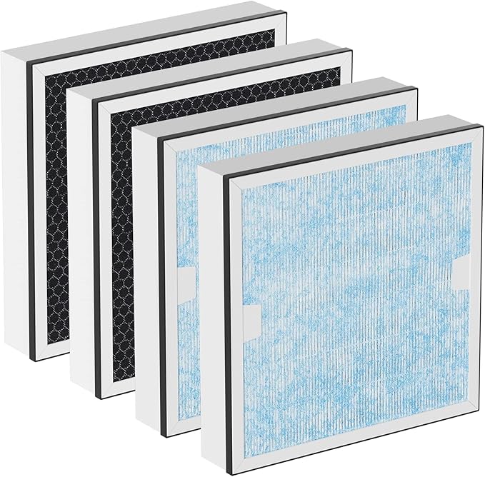 Carmerny HEPA & Activated Carbon Filter Replacement Set Compatible with AlorAir CleanShield HEPA 550 Air Scrubber (Pack of 4)