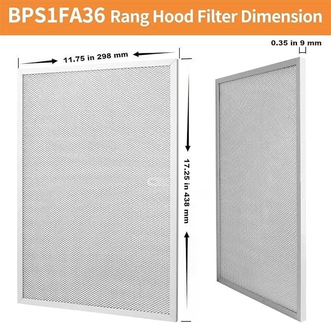 BPS1FA36 Aluminum Range Hood Vent Filter for Broan Nutone Allure 36" QS1 WS1 WS2 Range Hood Grease Filters Replacement 5 Layers, 17-1/4"X 11-3/4"X 3/8" 2 Pack