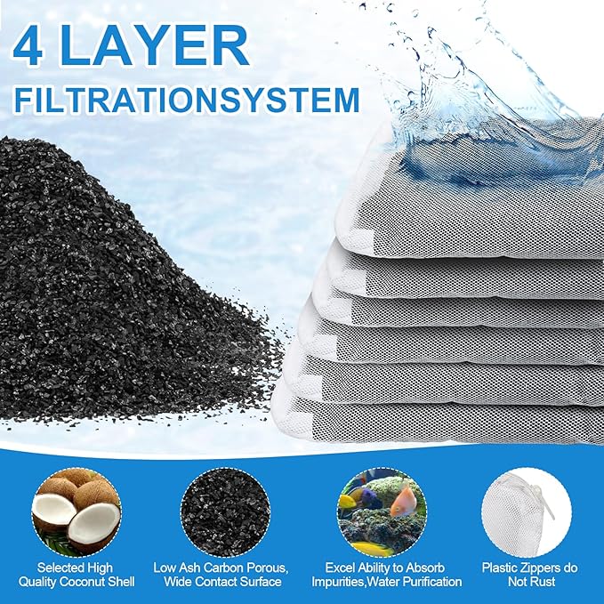 6 Pack Activated Carbon Inserts for AquaClear 50 Aquarium Filter, 80-gram/Bag Carbon Media for Fluval Aqua Clear up to 30-50 Gallons Aquariums,Charcoal for Fish Tank Filter A1384