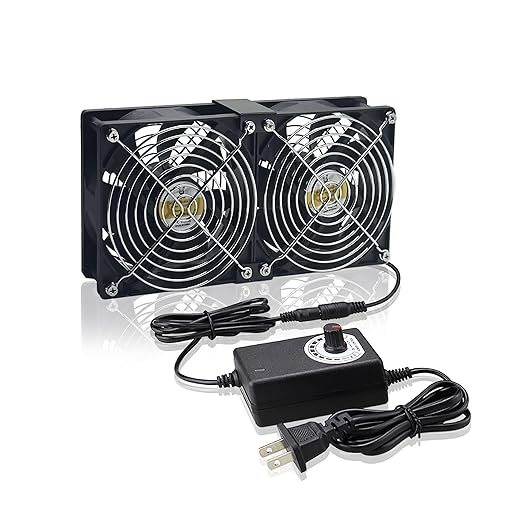 Big Airflow Computer Fan 2 * 120 mm x 25 mm 162CFM Small Brushless Axial Cooling Fan, AC 100V - 240V Speed Control Fan, for Cabinet Case Chassis Server Workstation Amplifier Greenhouse Cooling (2)