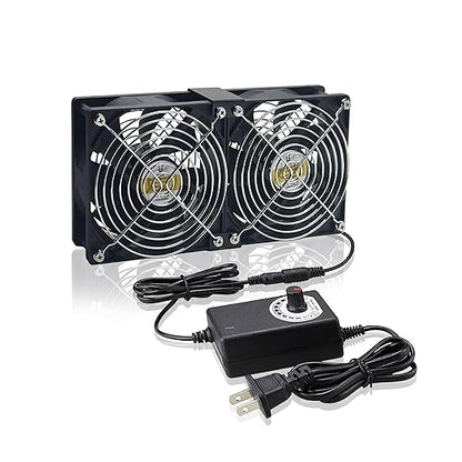 Big Airflow Computer Fan 2 * 120 mm x 25 mm 162CFM Small Brushless Axial Cooling Fan, AC 100V - 240V Speed Control Fan, for Cabinet Case Chassis Server Workstation Amplifier Greenhouse Cooling (2)