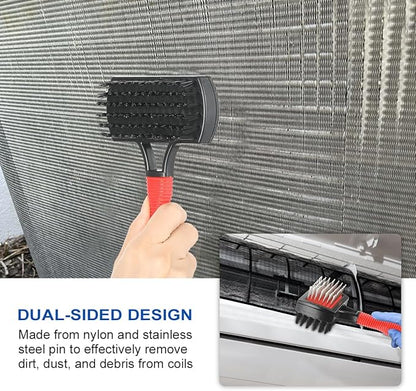 LANMU Air Conditioner Evaporator Coil Cleaning Brush AC Condenser Coil Fin Comb Straightener HVAC Cleaner Brush (1 Fin Comb + 1 Dual-Sided Evaporator Coil Cleaner Brush)