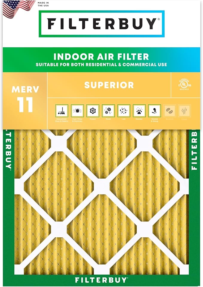 Filterbuy 19x20x1 Air Filter MERV 11 Superior Pet & Allergy Defense (1-Pack), Electrostatic Pleated HVAC AC Furnace Filters Replacement, Made in USA (Actual Size: 19.00 x 20.00 x 0.75)