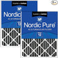 Nordic Pure 16x20x4 (Actual Size: 15 1/2 x 19 1/2 x 3 5/8) Pleated Air Filter MERV 12 Pleated + Carbon 2 Pack
