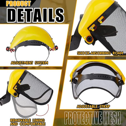Amylove 6 Pcs Safety Face Shield with Mesh Weed Whacking Face Shield Masks Chainsaw Gardening Weed Mover Protection (Yellow)