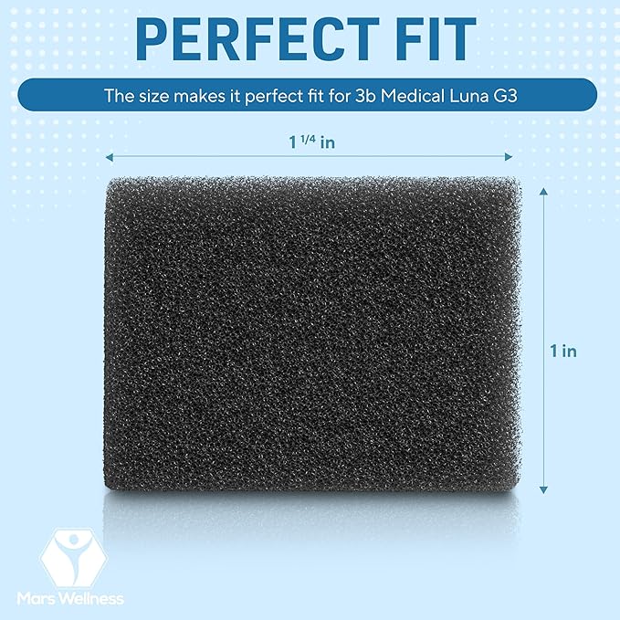 Mars Wellness CPAP Filter Kit - Compatible with 3B Medical Luna G3 Series CPAP Machines - Made in The USA - 12 Foam Filters