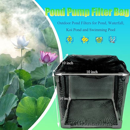 10 inch Large Pond Pump Filter Upgraded 2.0, Extended Anti-Clogging Outdoor Mesh Water Pump Cover Barrier Box, Nylon Mesh Bag+Brackets, Outdoor Pond Filters for Pond, Koi Pond and Pool