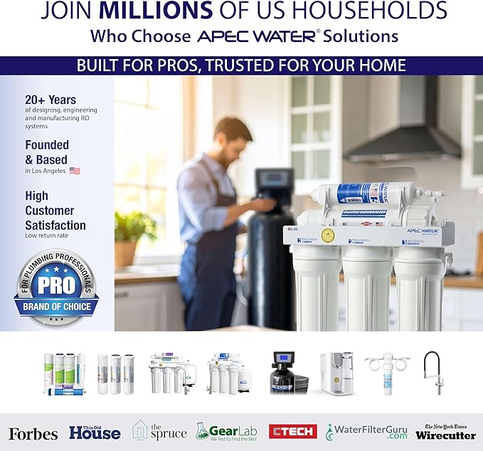 APEC Tankless Reverse Osmosis System, NSF 372 & 58 Certified 3 Stage Water Filtration Bottled Water Quality, High 1K GPD Faucet Flow, Efficient 2:1 Pure to Drain, Space Saving Design