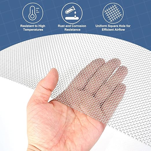 uxcell 10 Mesh 79" x 12" Woven Wire Mesh, 304 Stainless Steel Air Vent Filter Screen, Window Screen Mesh for DIY Projects Vents Cover Filtration Animals Fence