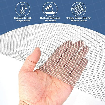 uxcell 10 Mesh 39" x 12" Woven Wire Mesh, 304 Stainless Steel Air Vent Filter Screen, Window Screen Mesh for DIY Projects Vents Cover Filtration Animals Fence