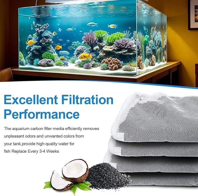 6 Pack Activated Carbon Inserts for AquaClear 50 Aquarium Filter, 80-gram/Bag Carbon Media for Fluval Aqua Clear up to 30-50 Gallons Aquariums,Charcoal for Fish Tank Filter A1384