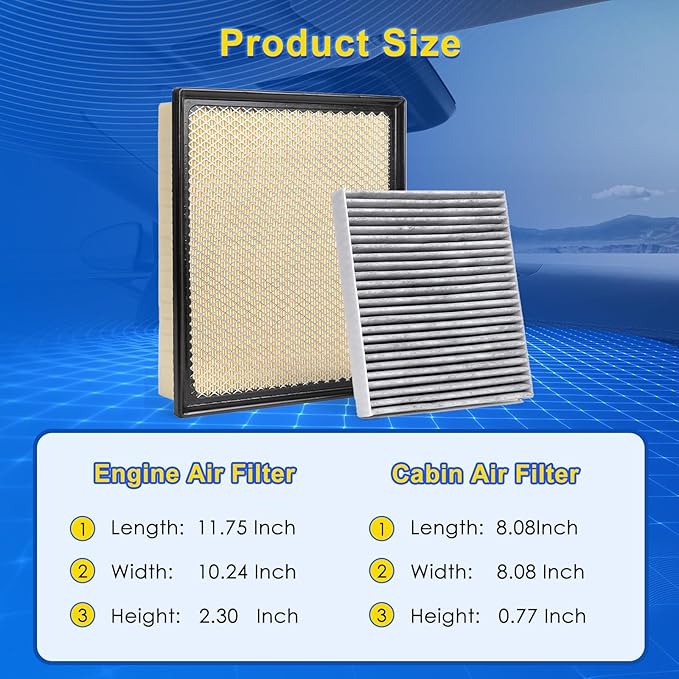Cabin & Engine Air Filter Kit for 2016-2023 Tacoma 3.5L(Gas)