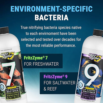 Fritz Aquatics FritzZyme 7 Live Nitrifying Bacteria Naturally Removes Amonia & Nitrite for Freshwater Fish (32-Ounce)