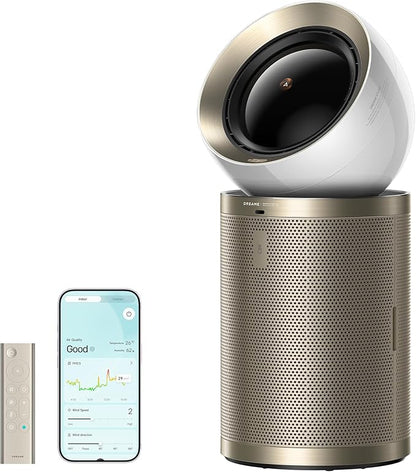 Dreame Smart Air Purifier PM10 for Home Large Room, Cleans 7,534 ft² in One Hour with 4 Filters, Dual-way Air Oulets, Al Tracking, Air Quality Monitor with 7 Sensors, 2-in-1 Purifier & Fan, Gold