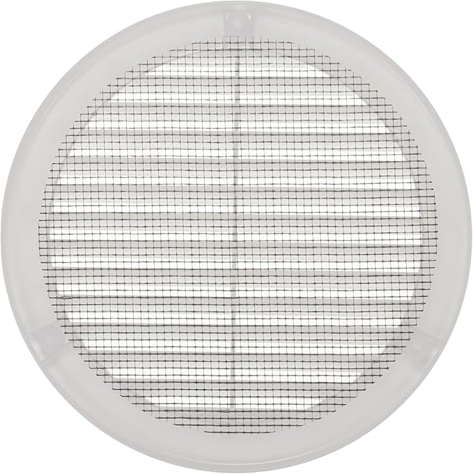 Vent Systems 6" Inch (Opening Dimensions) White Soffit Vent Cover - Plastic Round Air Vent Grille - Built-in Mesh Screen - HVAC Register Louver for Bathroom, Home, Kitchen