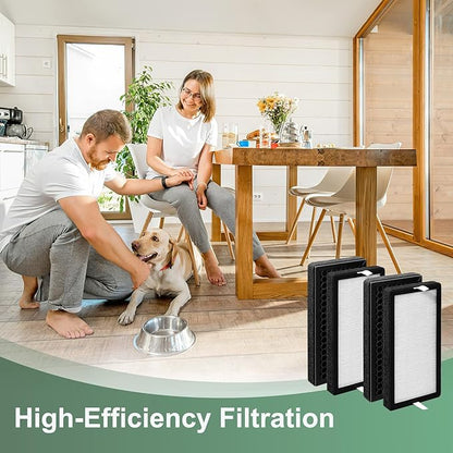 4PackAP-DT10FL Replacement Filter Compatible with FTotalClean Desktop Air Purifier,Part# AP-DT10BK and AP-DT10WT,3-in-1 Ture HEPA Filter and Activated Carbon Filter (4)