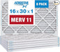 Aerostar 16x30x1 MERV 11 Pleated Air Filter, AC Furnace Air Filter, 6 Pack (Actual Size: 15 1/2" x 29 1/2" x 3/4")