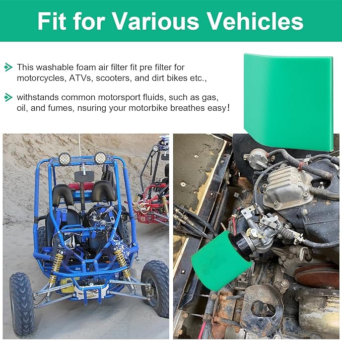 Foam Air Filter Material Replacement for Uni Filter ATV Air Filters- BF-1 BF1 14" X 17" X 5/8" 65-PPI Green Fine Foam Sheet, Air Filter Pads for Motorcycle ATV Scooters Dirt Bike