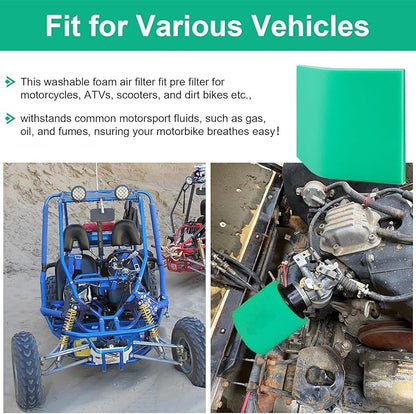 Foam Air Filter Material Replacement for Uni Filter ATV Air Filters- BF-1 BF1 14" X 17" X 5/8" 65-PPI Green Fine Foam Sheet, Air Filter Pads for Motorcycle ATV Scooters Dirt Bike