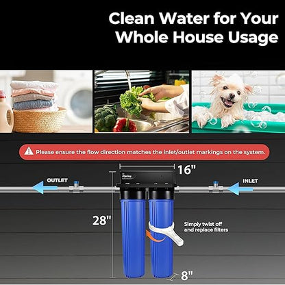 iSpring Whole House Water Filter System, Reduces Scale, Corrosion, Chlorine, Taste, Odor, 2-Stage Water Descaler and Water Filter, Model: WGB22B-DS