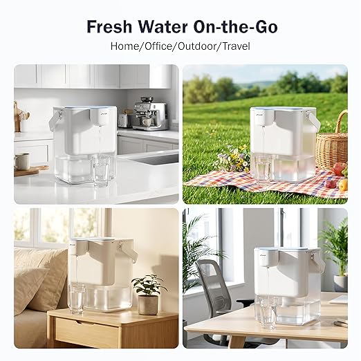 Frizzlife 400-Gallon Dual Filtration Electric Water Filter Dispenser with 2 Filters, NSF/ANSI 53&42&372 Standards, Reduce 99.89% of Lead, 6 Months Filter Lifetime, Countertop Water Pitcher, MD40