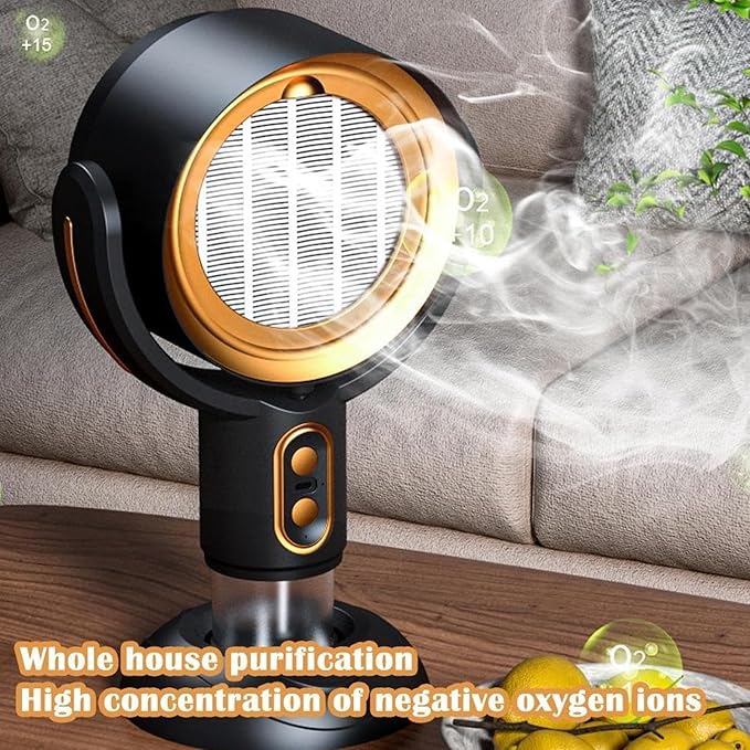Smoke Fan for Indoor Smoking, High Fan Air Purifier and Odor Eliminator, Range Hood for Cooking, Portable Table Smoke Air Puriferfan Adjustable Angle (Gold,rechargeable)