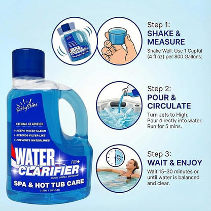 3-in-1 Hot Tub Water Clarifier – Hot Tub Chemicals, pH Neutral Formula, Chlorine/Bromine/Salt Compatible, Extends Filter Life + Waterline Control, 3 Liter (101.5 fl oz)