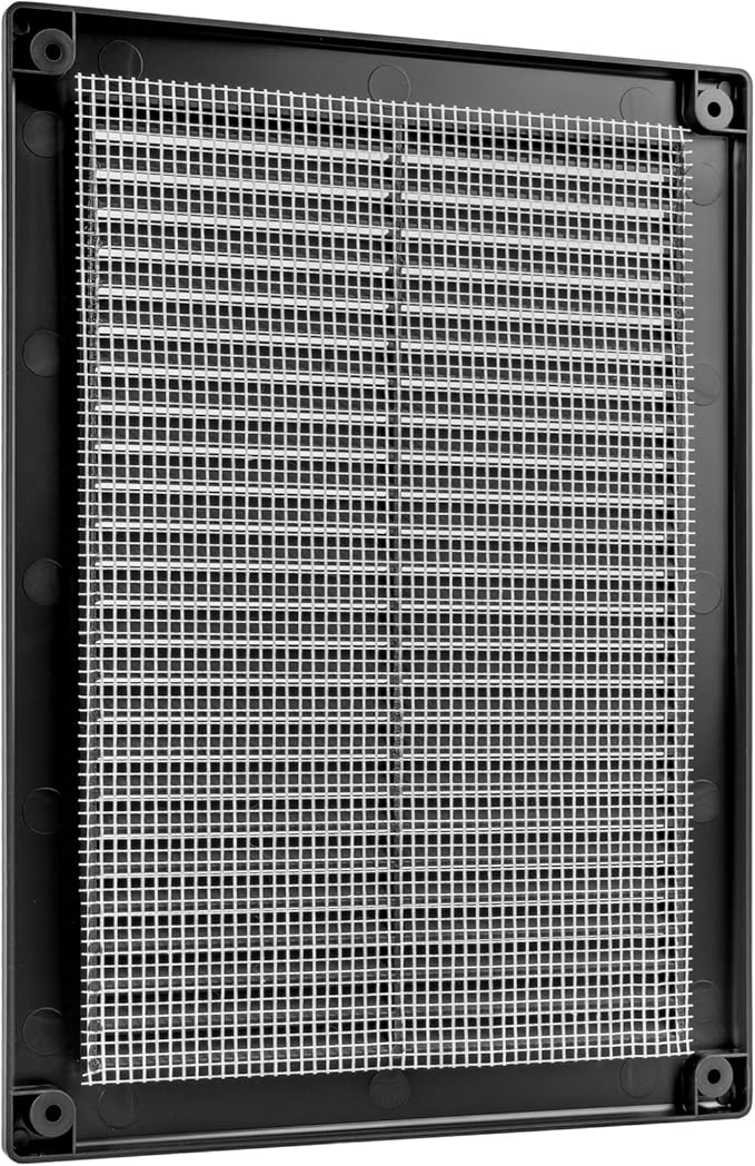 Vent Systems 5.5" x 8" Inch (Opening Dimensions) - Pack of 2 - Plastic Black Soffit Vent Cover - Flat Rectangular Air Vent Grille - Air Vent Deflector - HVAC 7" x 10" Inch (Overall Dimensions)