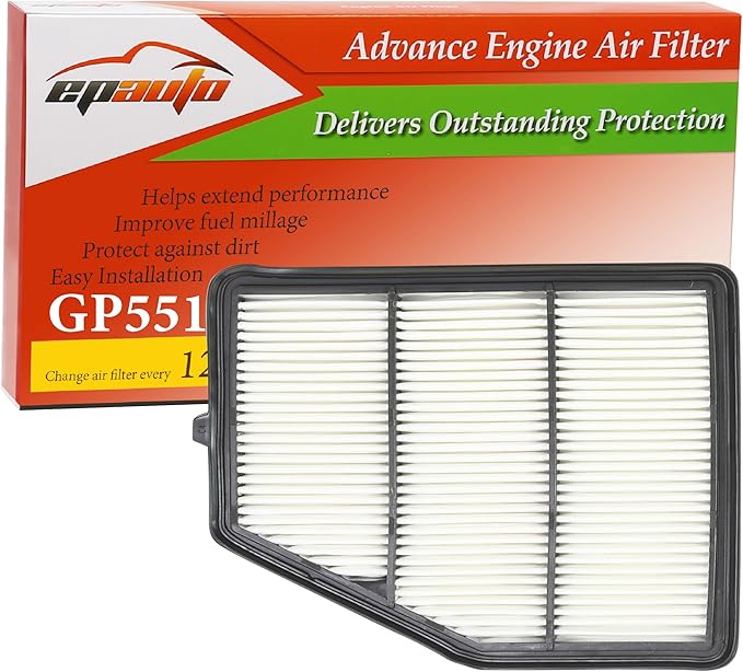 EPAuto GP551 (CA12551) Engine Air Filter, Replacement for Nissan Altima (2019–2025) – Rigid Panel Filter for 2.5L Gas Engines – Improves Airflow, Fuel Efficiency, and Engine Protection