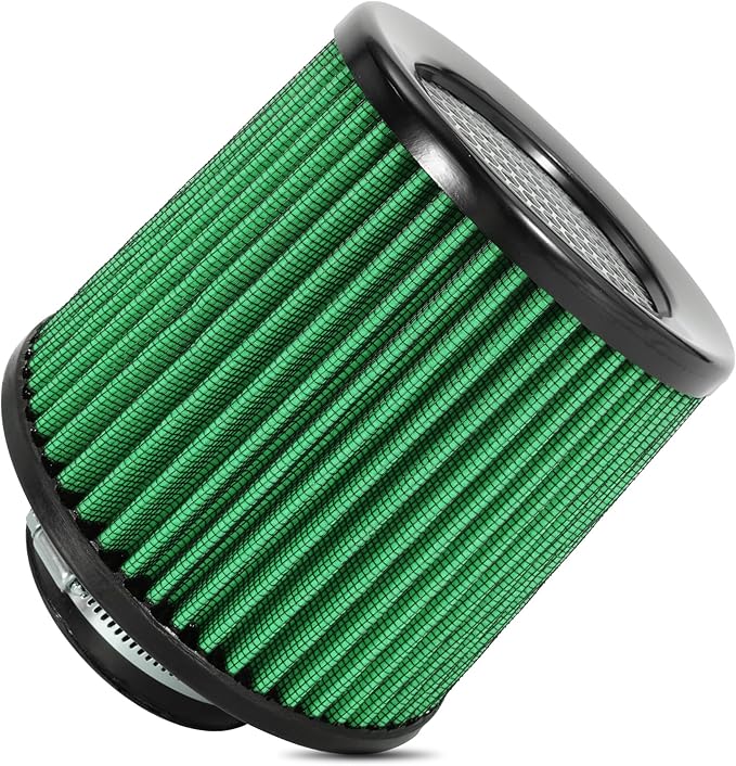 Cold Air Intake Filter High Performance Washable Filter Clamp-On Replacement Air Filter Flange Diameter 3inch/76mm Green