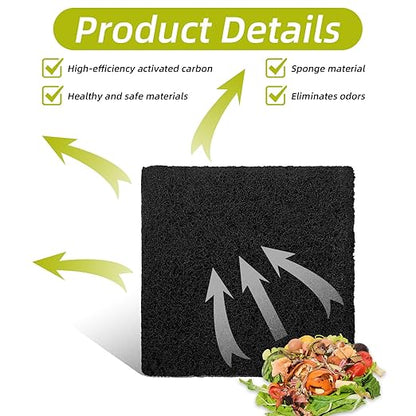 8 Pack Trash Can Odor Filter Refills for Compost Bin, Square Carbon Compost Filters for Countertop Bin, Activated Carbon Filter Charcoal Deodorizer Sheets for Indoor Trash Cans