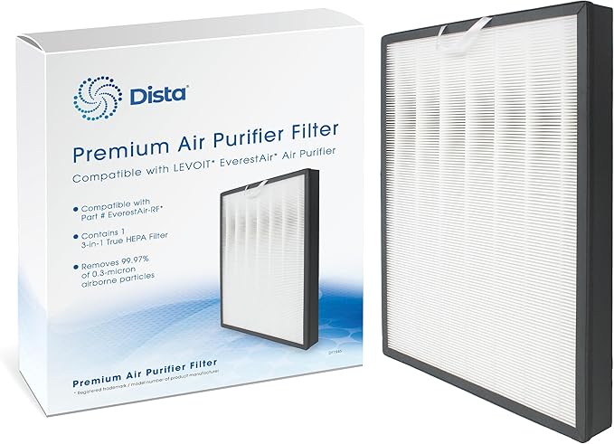 Dista Filter - True Hepa H13 Filter Compatible with LEVOIT EverestAir Air Purifier with 3-in-1 True HEPA, High-Efficiency Activated Carbon, Part # LRF-E551-WUS - Pack of 1
