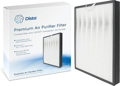 Dista Filter - True Hepa H13 Filter Compatible with LEVOIT EverestAir Air Purifier with 3-in-1 True HEPA, High-Efficiency Activated Carbon, Part # LRF-E551-WUS - Pack of 1